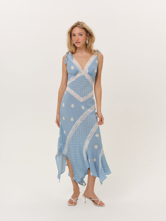 For Love & Lemons Stormie Dot Midi Dress