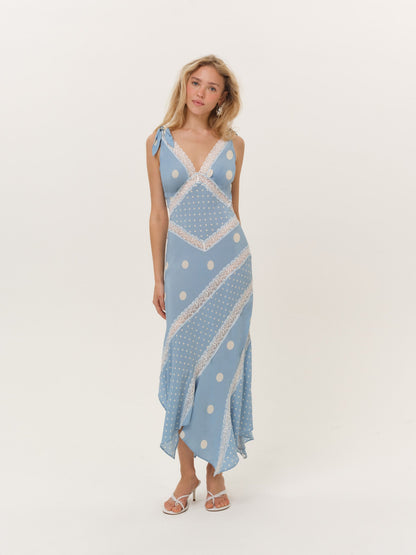 For Love & Lemons Stormie Dot Midi Dress
