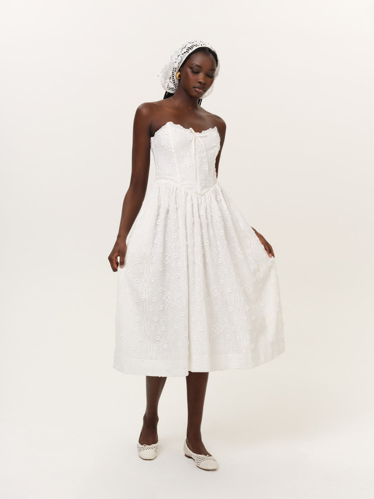 For Love & Lemons Laura Eyelet Midi Dress