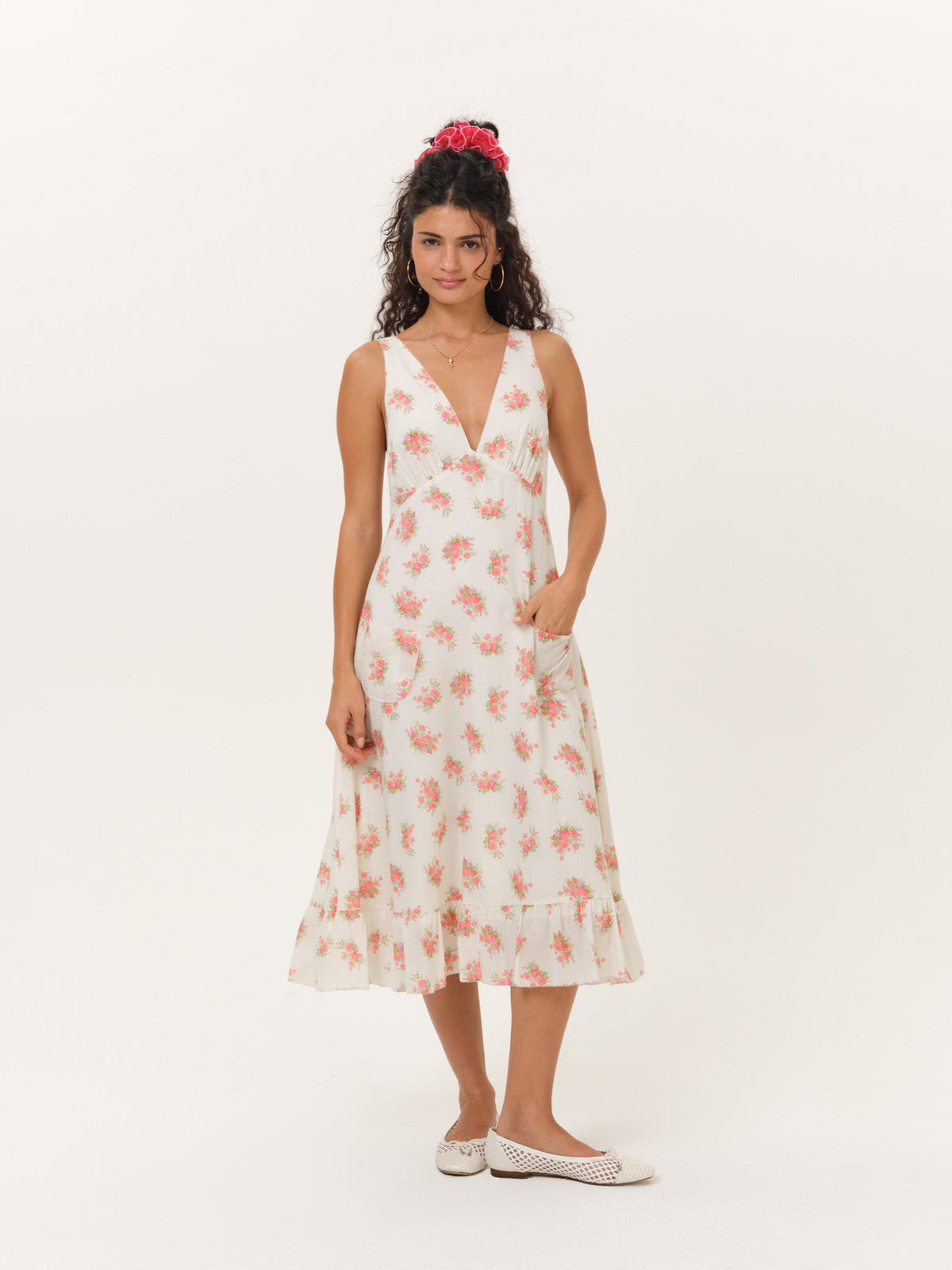 For Love & Lemons Julianne Floral Midi Dress