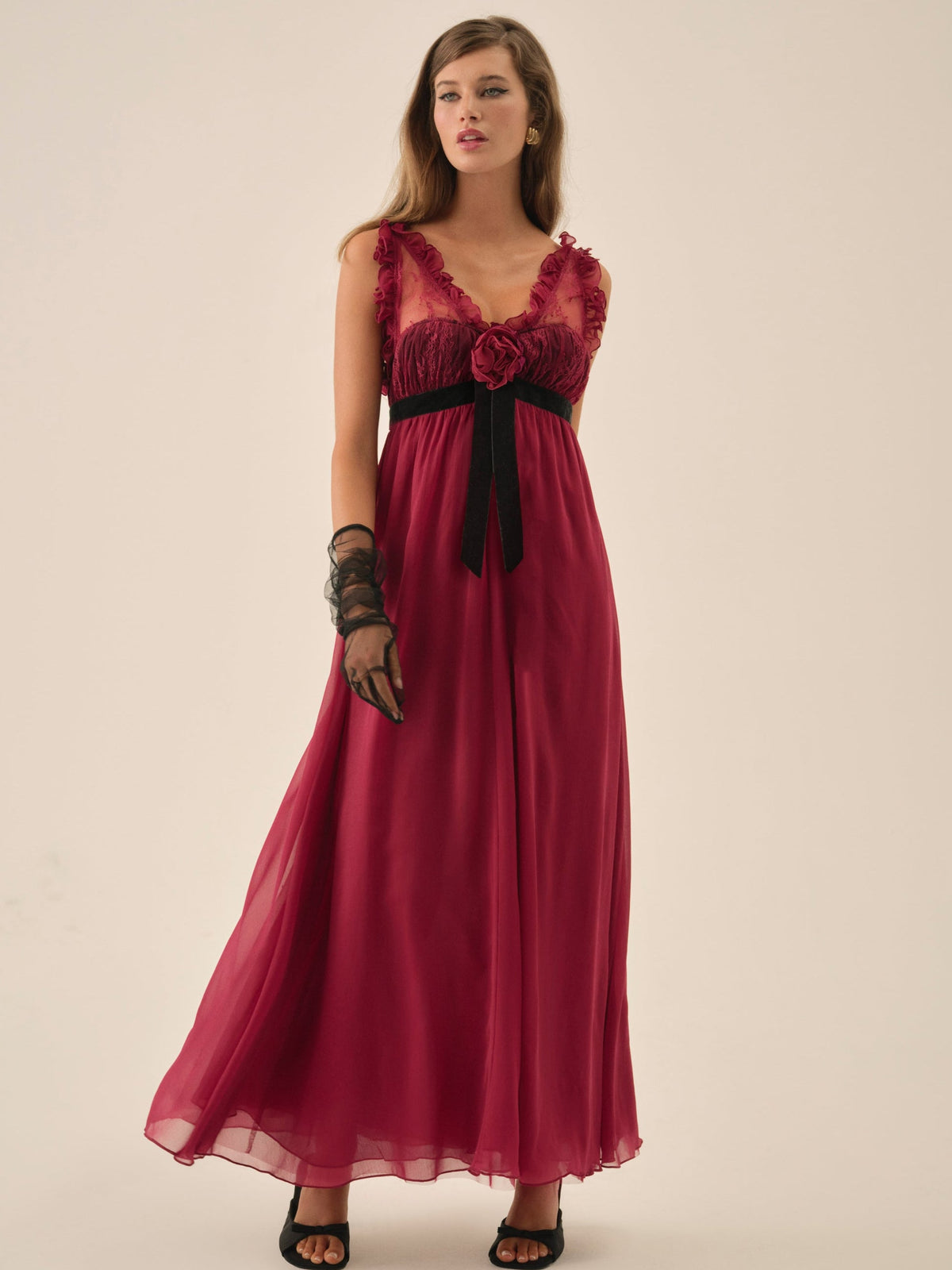 For Love & Lemons Claudine Chiffon Maxi Dress
