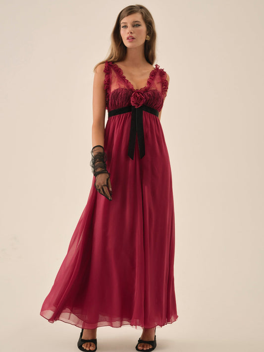 For Love & Lemons Claudine Chiffon Maxi Dress