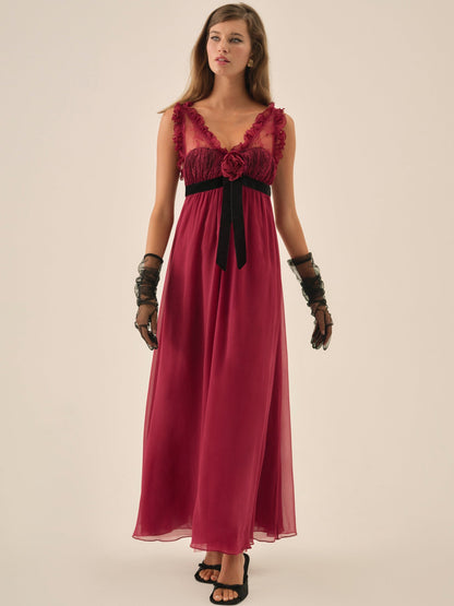 For Love & Lemons Claudine Chiffon Maxi Dress