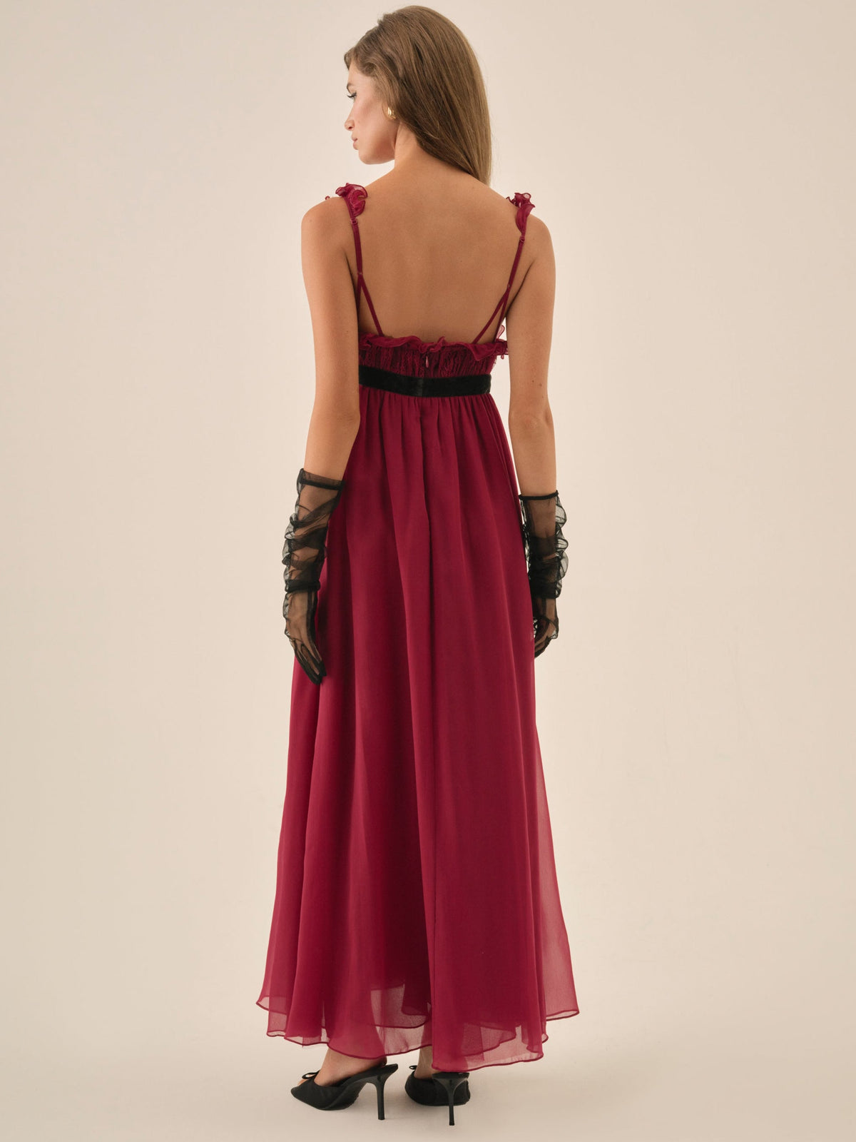For Love & Lemons Claudine Chiffon Maxi Dress