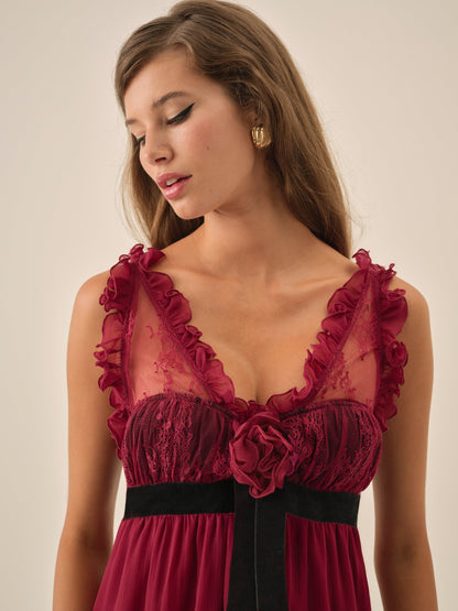 For Love & Lemons Claudine Chiffon Maxi Dress