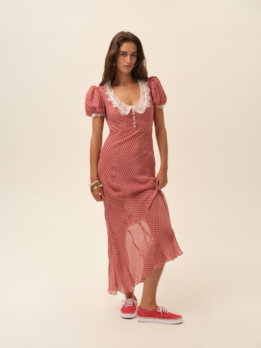 For Love & Lemons Bradford Gingham Maxi Dress