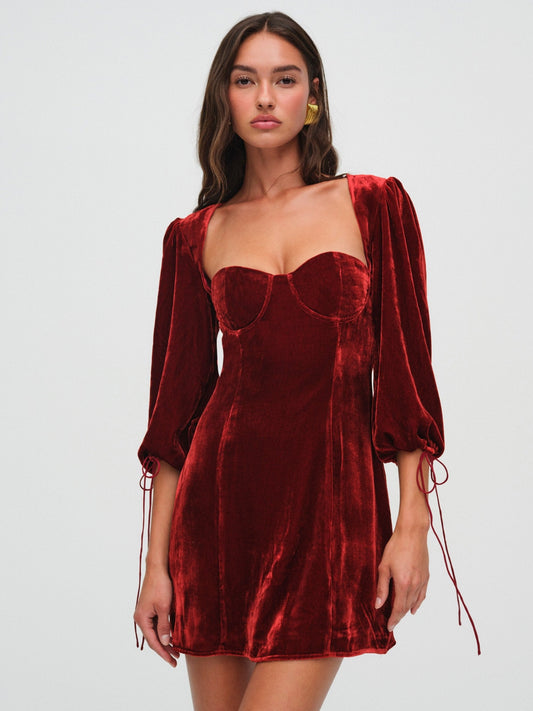 For Love & Lemons Nadine Velvet Mini Dress