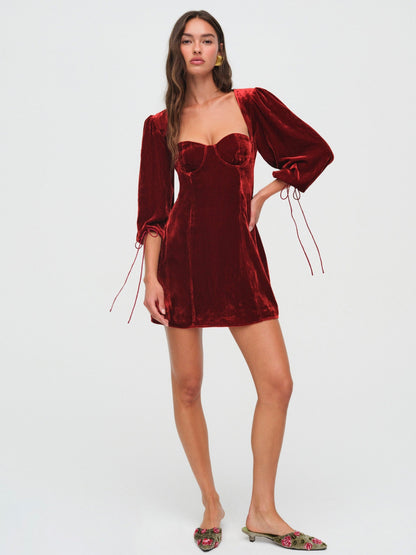 For Love & Lemons Nadine Velvet Mini Dress
