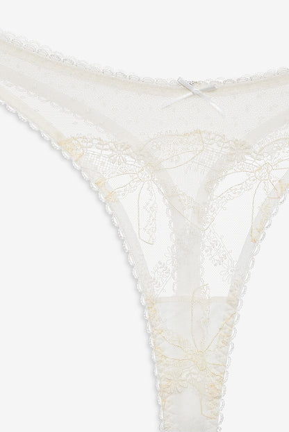For Love & Lemons Chantilly Bows Thong Panty