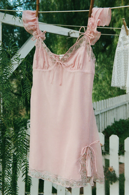 For Love & Lemons Bella Sparkle Slip Dress