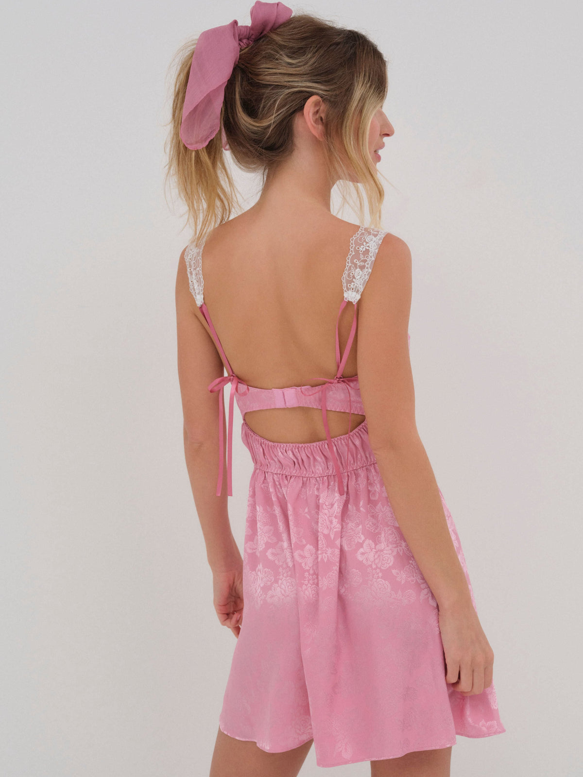 For Love & Lemons Rose Milk Eyelet Slip Dress