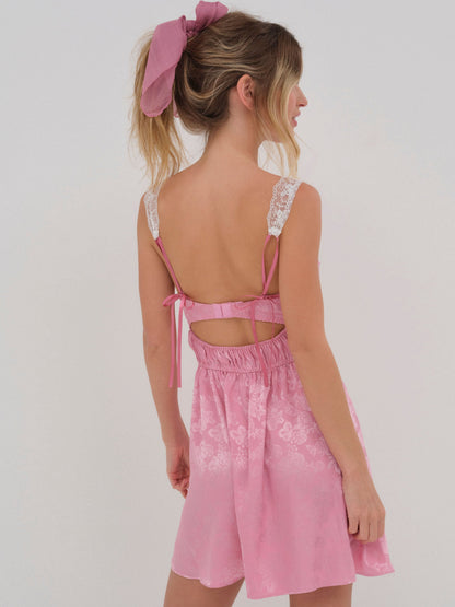 For Love & Lemons Rose Milk Eyelet Slip Dress