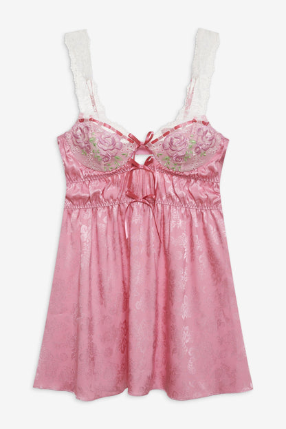 For Love & Lemons Rose Milk Eyelet Slip Dress
