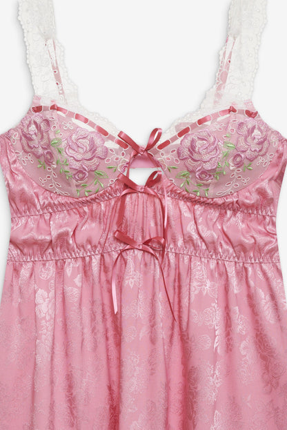For Love & Lemons Rose Milk Eyelet Slip Dress