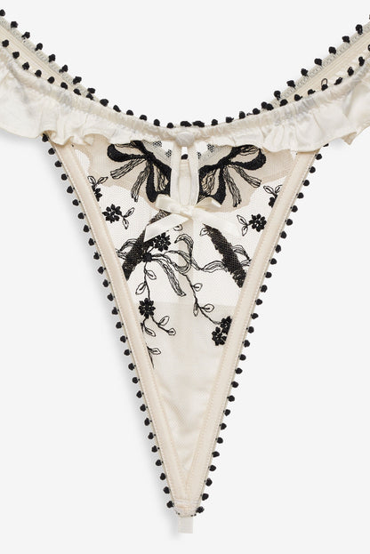 For Love & Lemons Bow Time Thong Panty