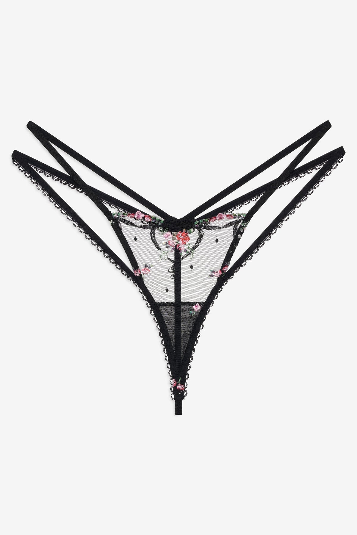 For Love & Lemons Lovestruck Bows Thong Panty