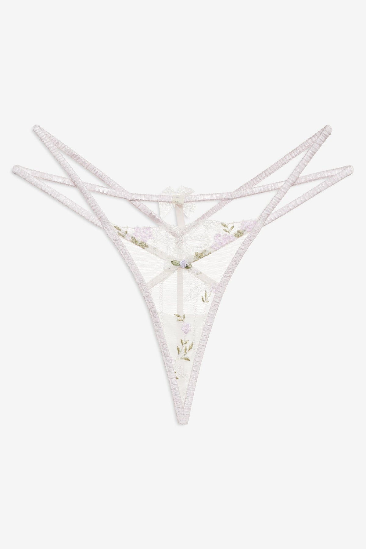For Love & Lemons Lattice Bows Thong Panty