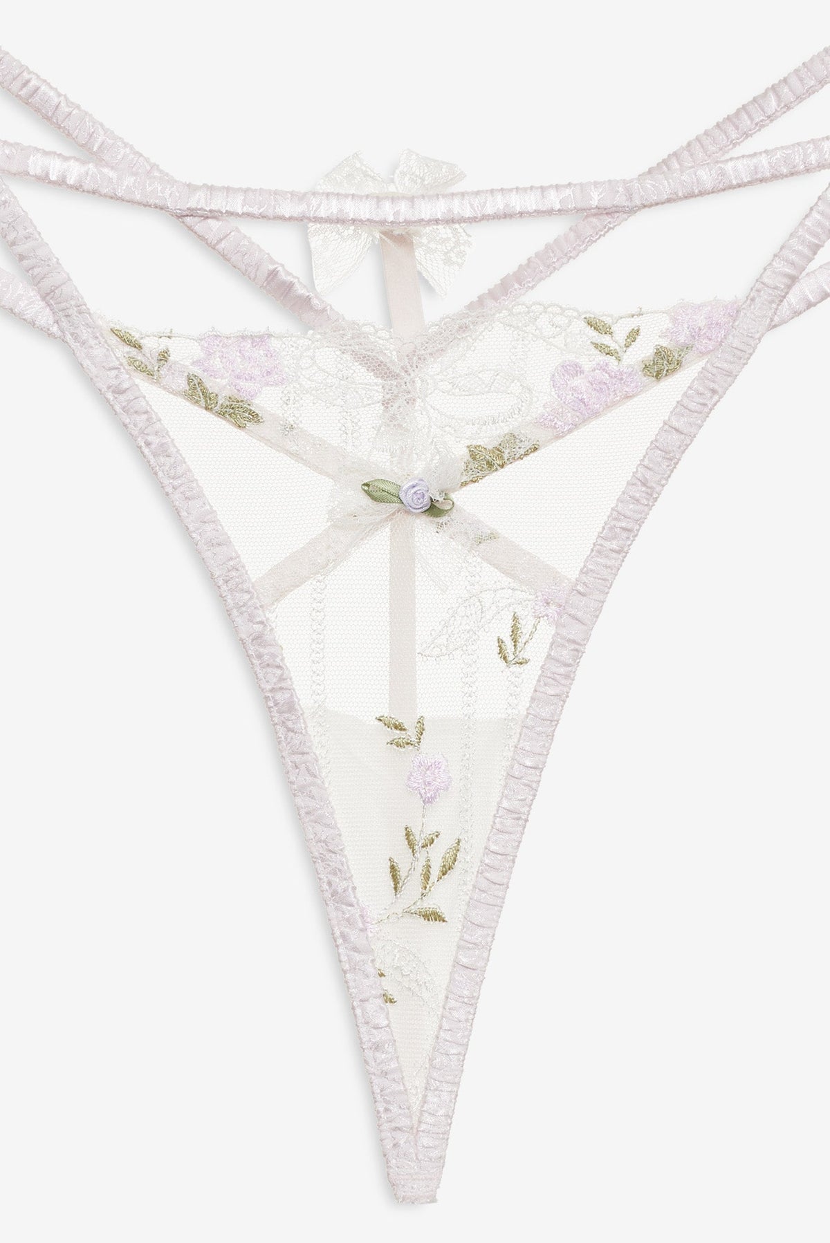 For Love & Lemons Lattice Bows Thong Panty