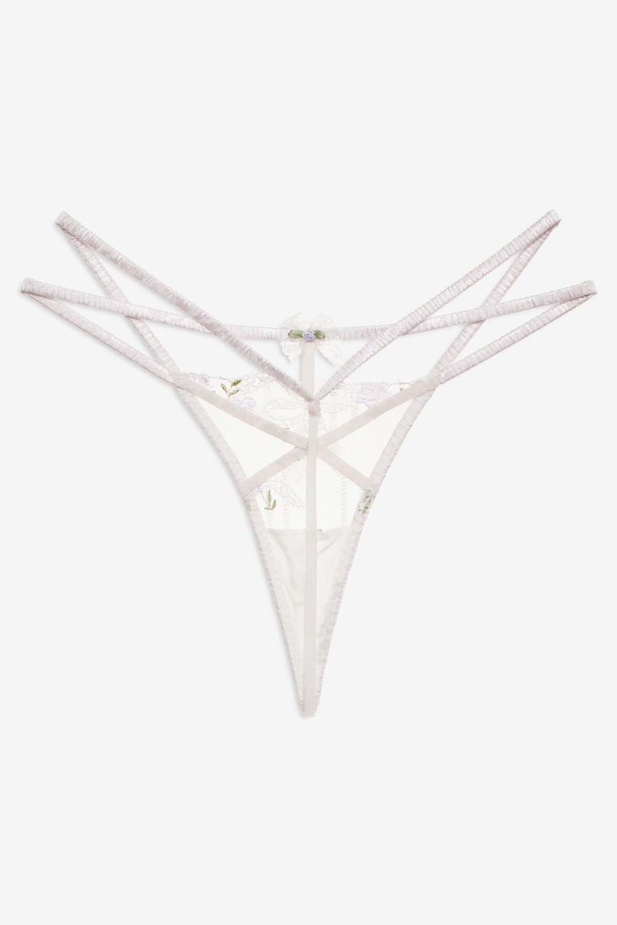 For Love & Lemons Lattice Bows Thong Panty