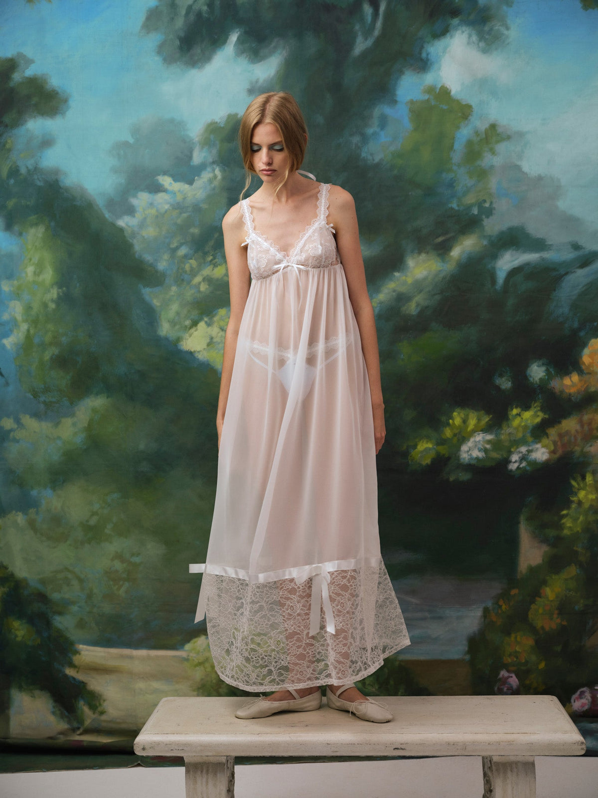 For Love & Lemons Eyelet Rose Maxi Slip Dress