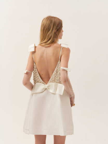 For Love & Lemons Pearly Bow Mini Dress