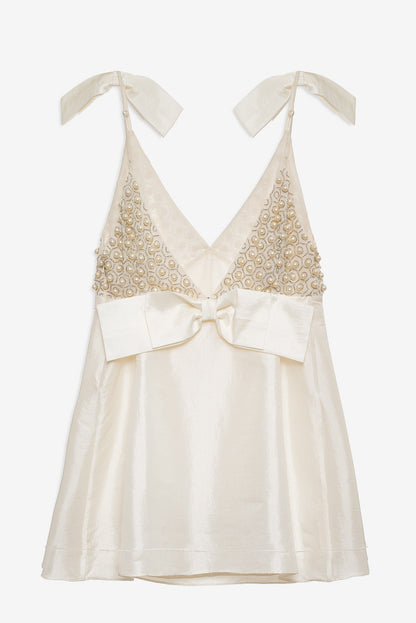 For Love & Lemons Pearly Bow Mini Dress