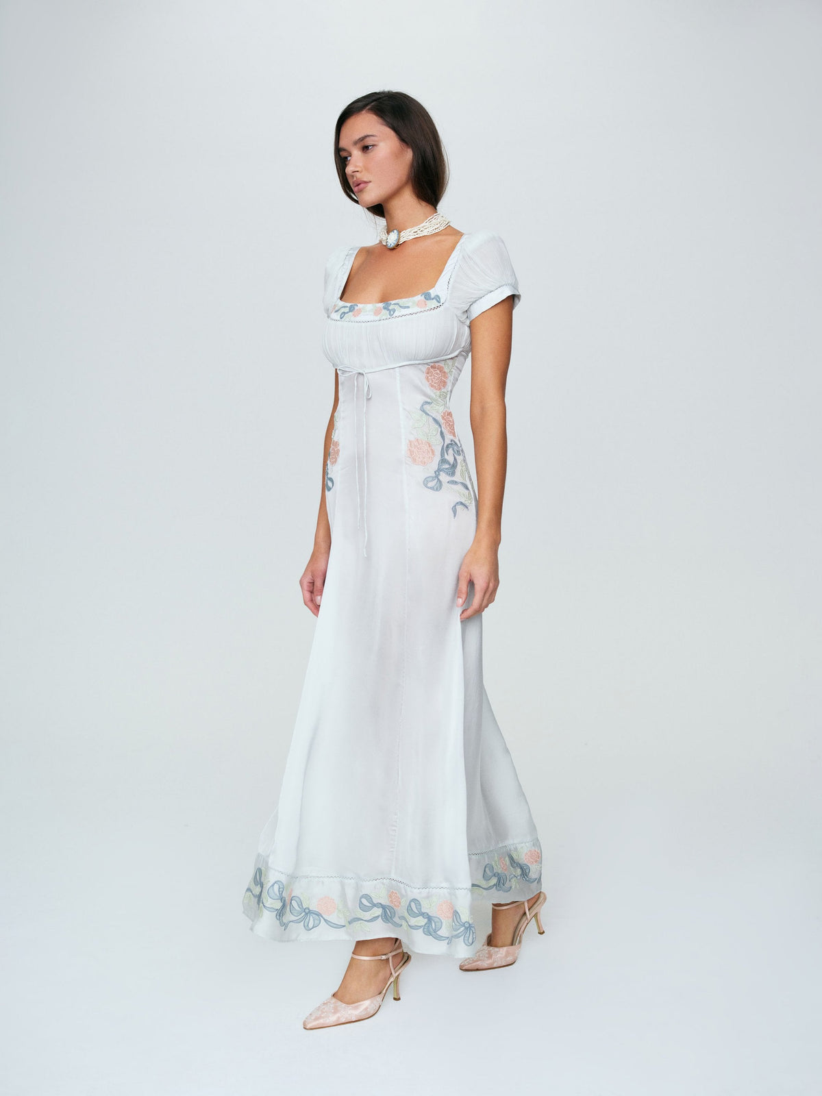 For Love & Lemons Zinnia Rose Embroidered Maxi Dress