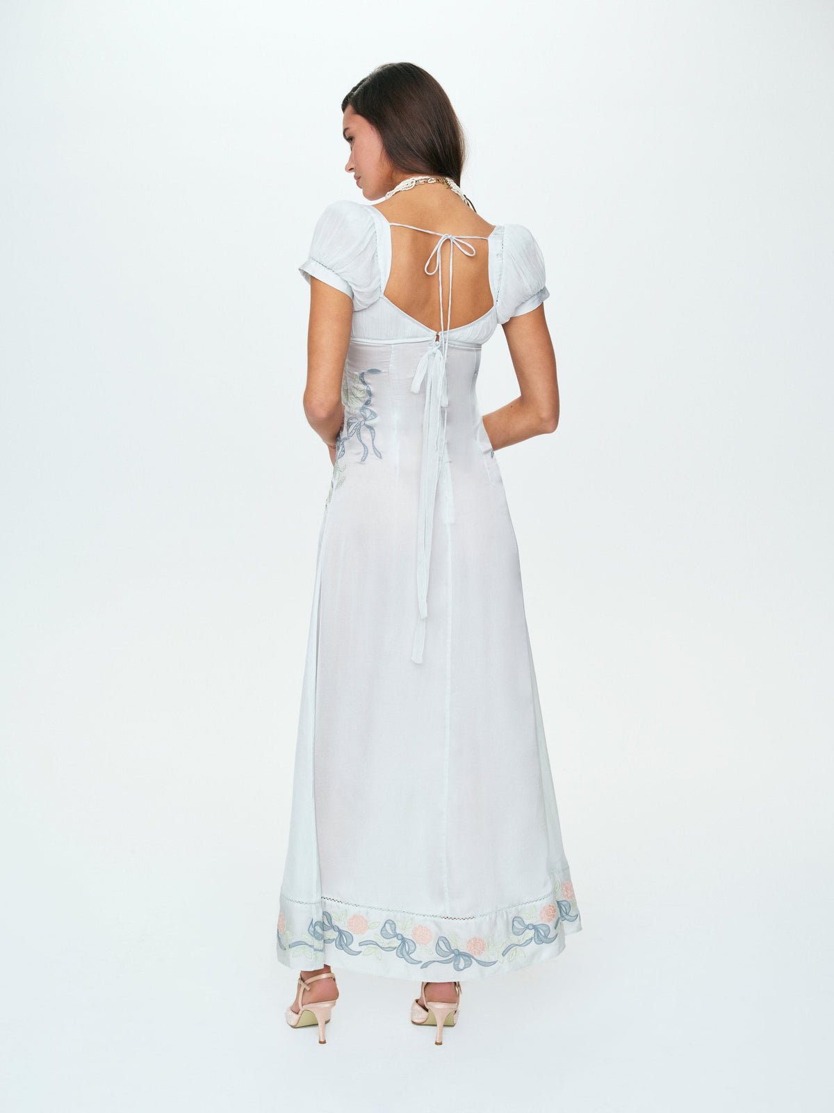 For Love & Lemons Zinnia Rose Embroidered Maxi Dress