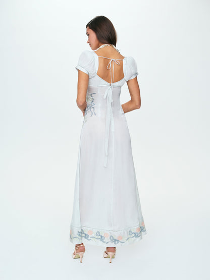 For Love & Lemons Zinnia Rose Embroidered Maxi Dress