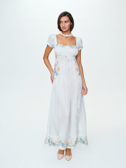 For Love & Lemons Zinnia Rose Embroidered Maxi Dress