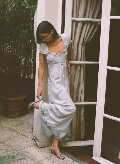 For Love & Lemons Zinnia Rose Embroidered Maxi Dress