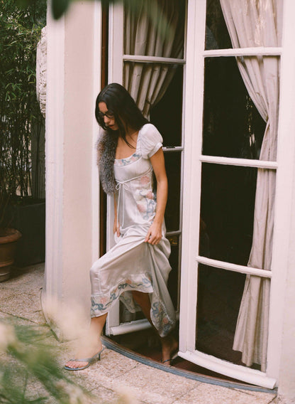 For Love & Lemons Zinnia Rose Embroidered Maxi Dress