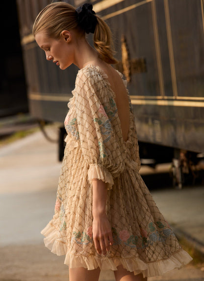 For Love & Lemons Spellbound Rose Mini Dress