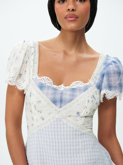 For Love & Lemons Bluebird Plaid Mini Dress