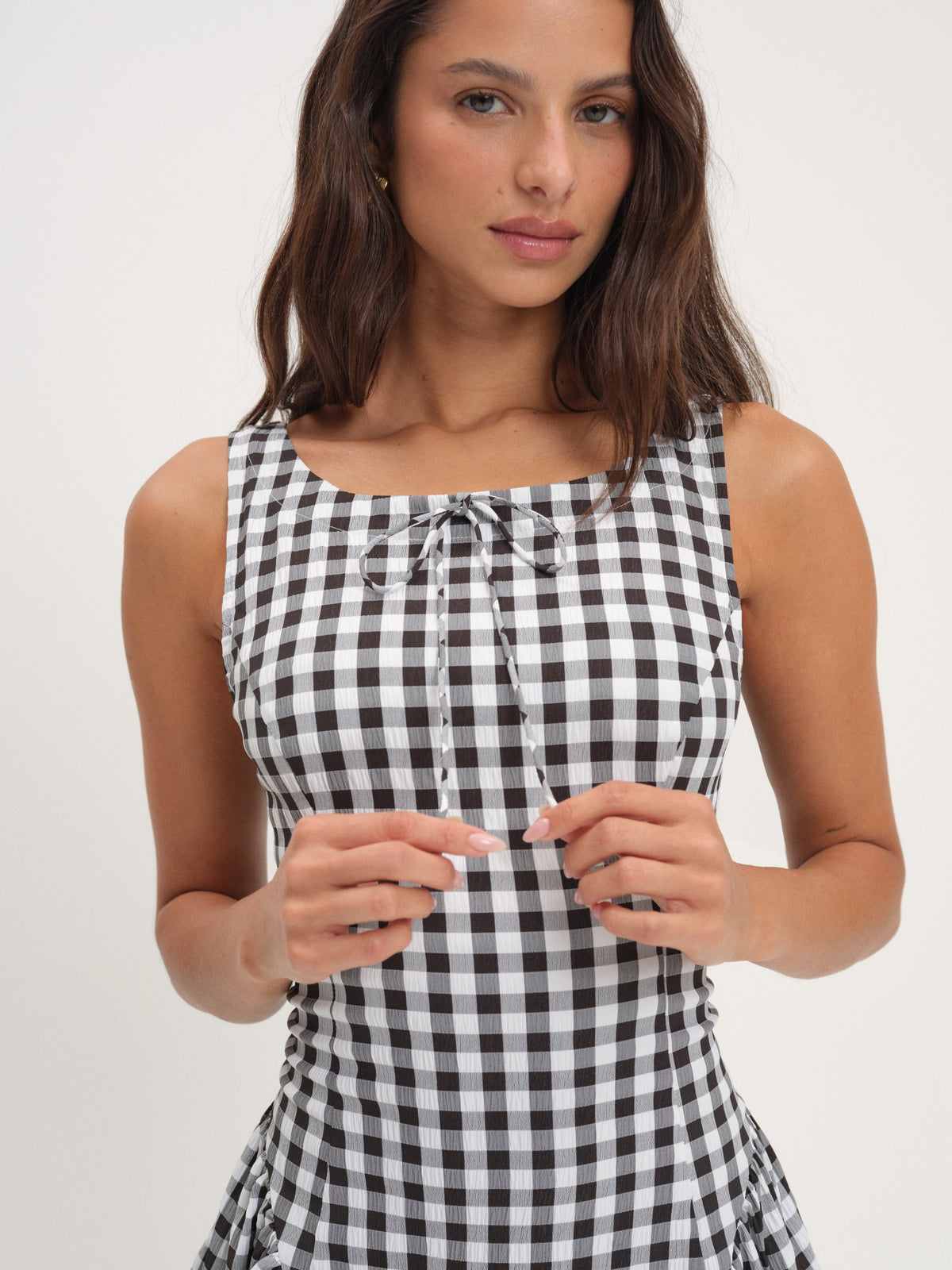 For Love & Lemons Scotch Bonnet Gingham Mini Dress