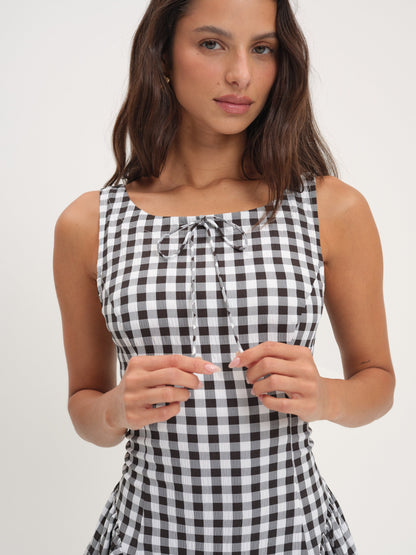 For Love & Lemons Scotch Bonnet Gingham Mini Dress