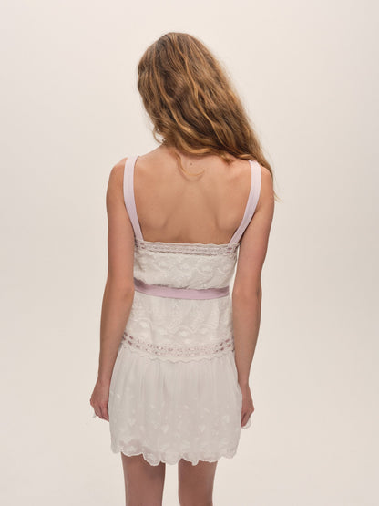 For Love & Lemons Noah Embroidered Mini Dress