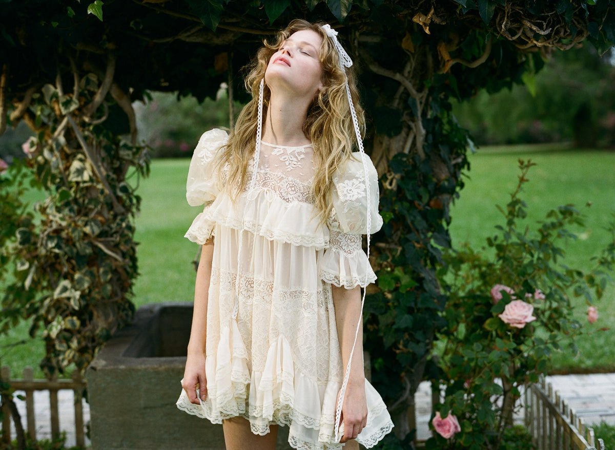 For Love & Lemons Elara Ruffle Mini Dress