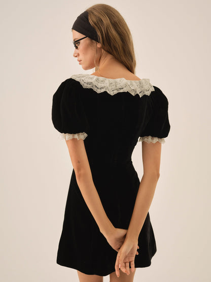 For Love & Lemons La Vie En Bow Velvet Mini Dress