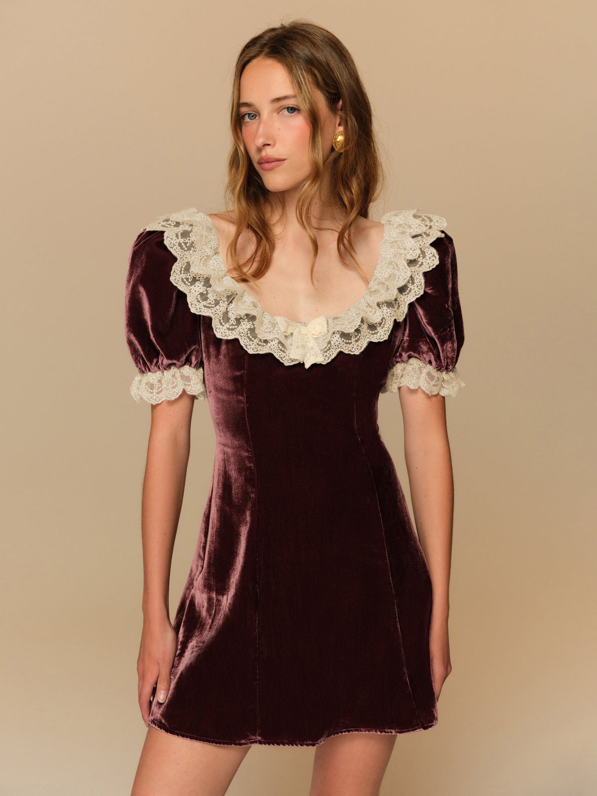 For Love & Lemons La Vie En Bow Velvet Mini Dress