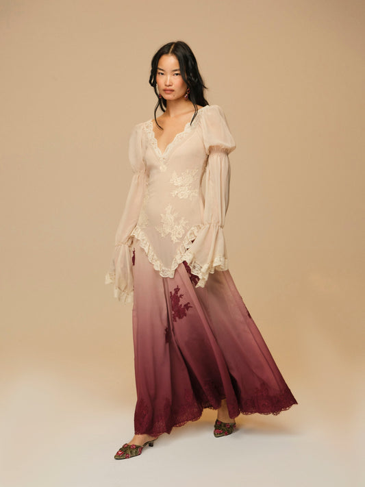 For Love & Lemons Adelaide Chiffon Maxi Dress