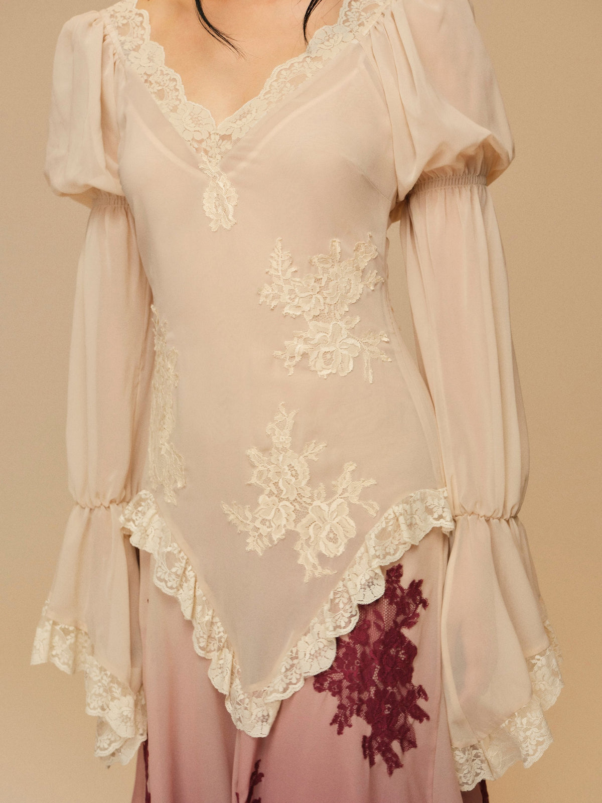 For Love & Lemons Adelaide Chiffon Maxi Dress