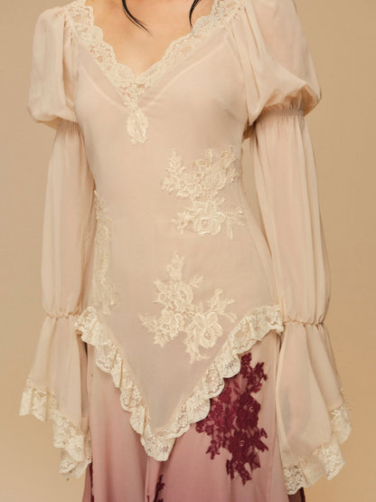 For Love & Lemons Adelaide Chiffon Maxi Dress