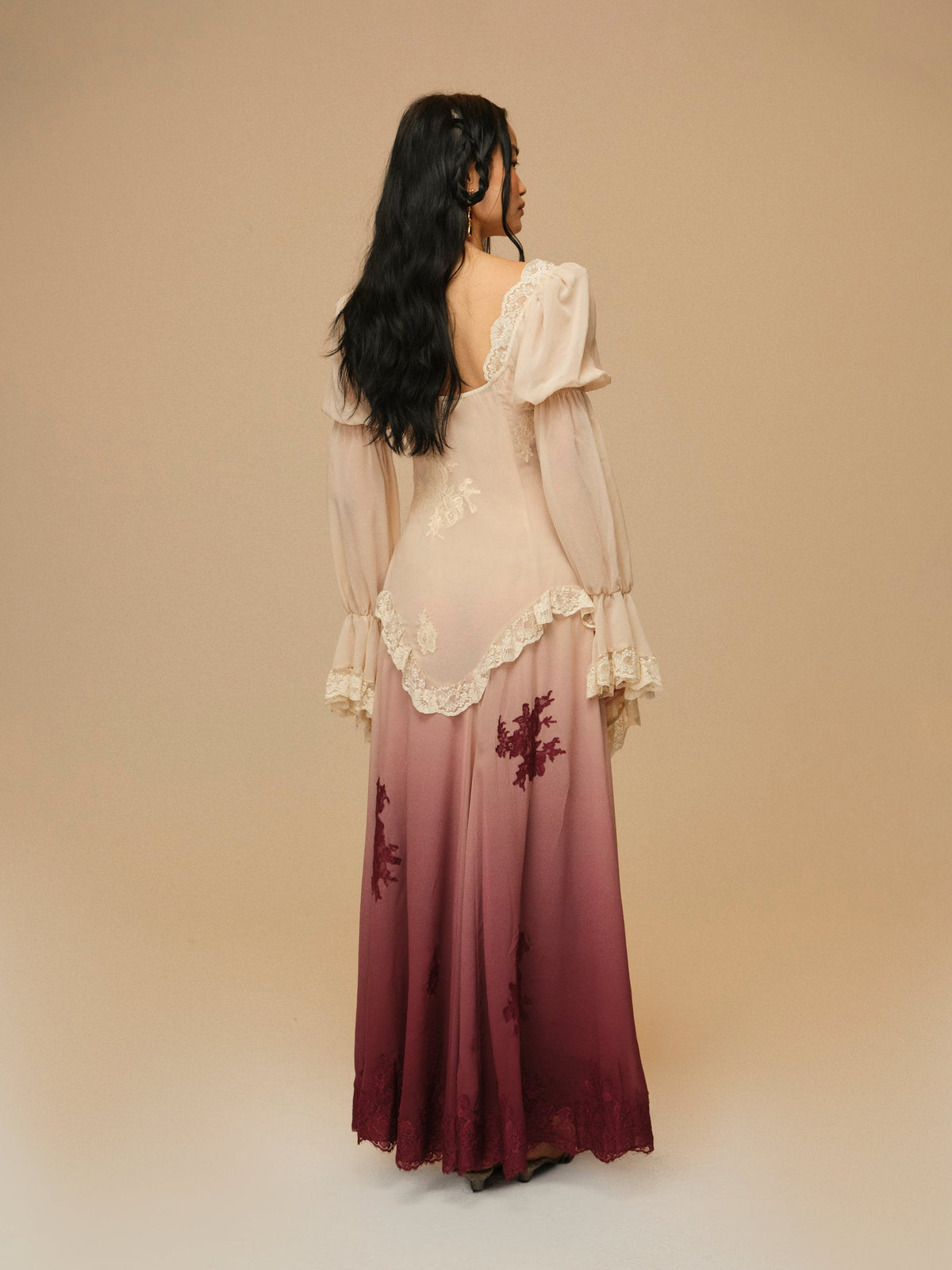 For Love & Lemons Adelaide Chiffon Maxi Dress