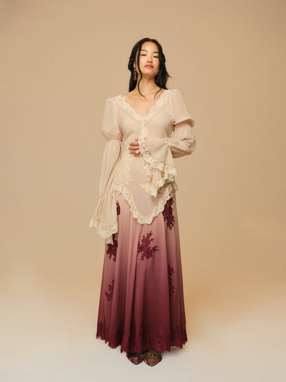 For Love & Lemons Adelaide Chiffon Maxi Dress