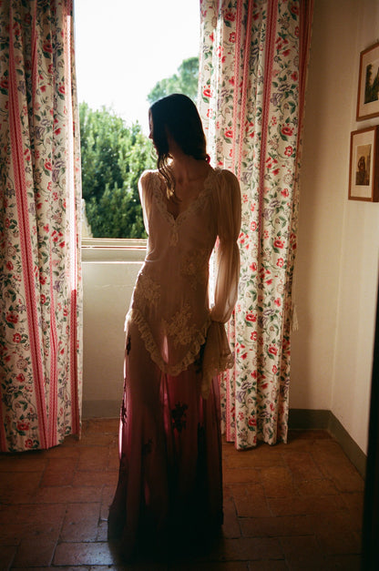 For Love & Lemons Adelaide Chiffon Maxi Dress