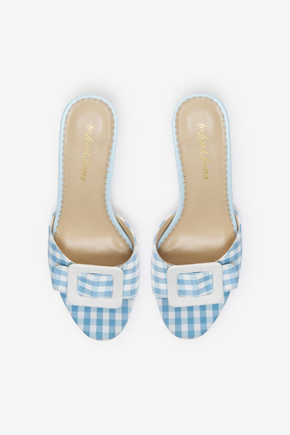 For Love & Lemons Eloise Gingham Buckle Mule