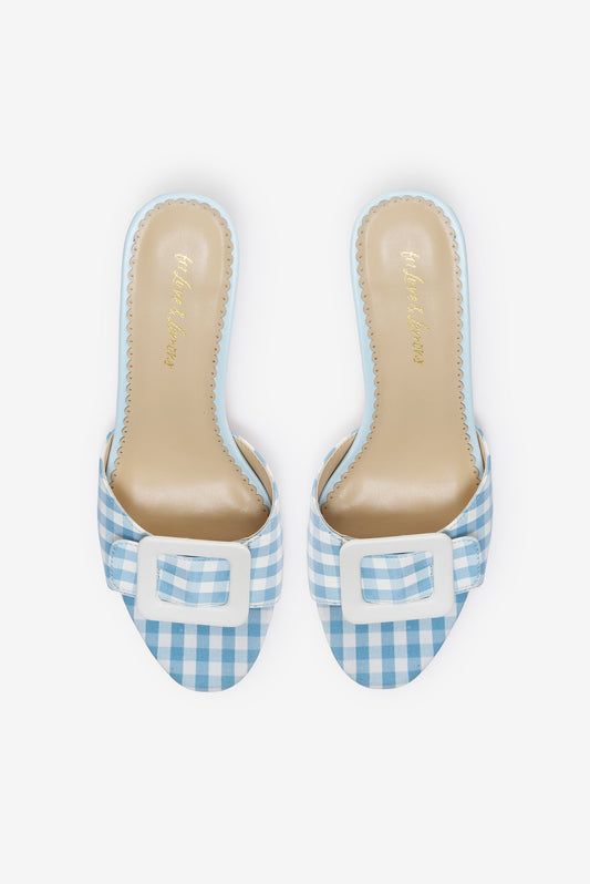 For Love & Lemons Eloise Gingham Buckle Mule