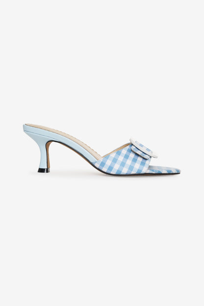 For Love & Lemons Eloise Gingham Buckle Mule