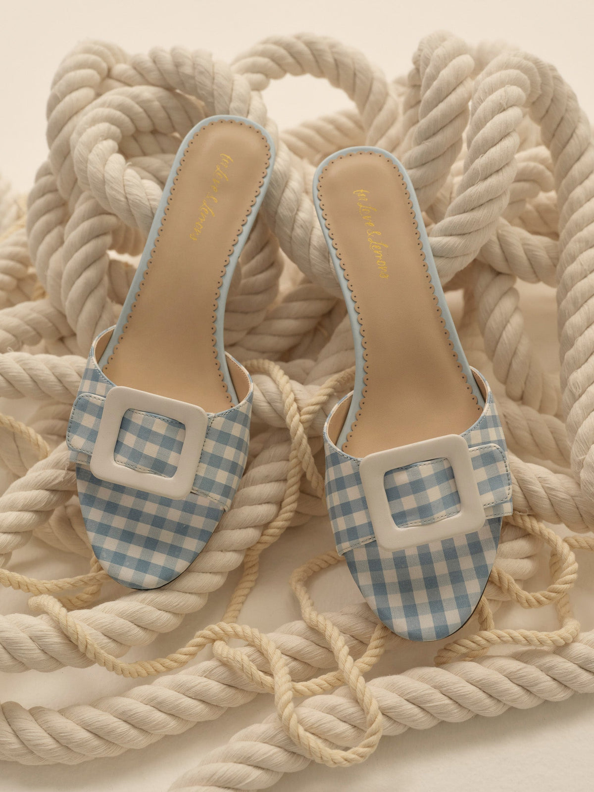 For Love & Lemons Eloise Gingham Buckle Mule